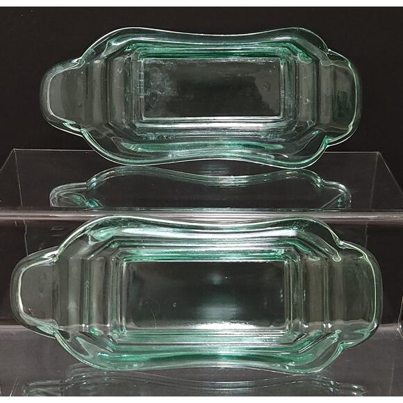 Set Of 4 Vintage Uranium Vaseline Glass Banana Split Sundae Bowls - Picture 3 of 12